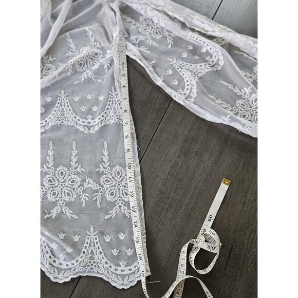 Blashe White Lace Kimono Swim Coverup Size S Tie Closure Bohemian Festival - Picture 7 of 8